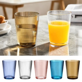 10 plastových sklenic, 278 ml, Barevné plastové sklenice na pití, Kempingové sklenice vyrobené z