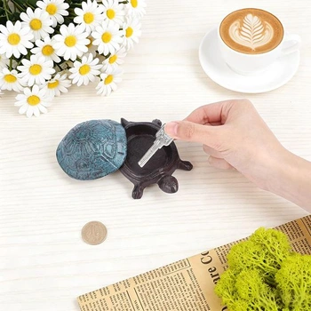 AHANDMAKER Želví úkryt na klíče, zahradní držák na náhradní klíče, železný 11x7,6 cm, tajný úložný