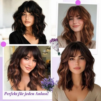 LIZZY Krátka vlnitá parochňa s ofinou pre ženy, parochňa Bob Wave pre černošky, 18 palcov, módny štýl,