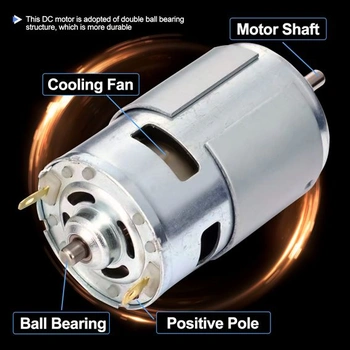 775 DC motor, vysoký krútiaci moment, 12V DC motor, jednosmerný motor, max. 20000 ot./min, dvojitá