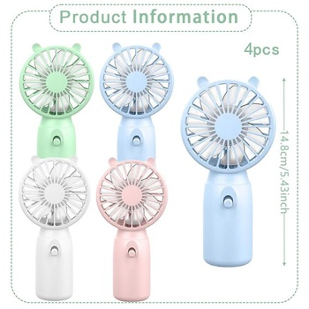 Prenosný ručný ventilátor, mini ventilátor s roztomilými medvedími ušami, ľahký vreckový ventilátor