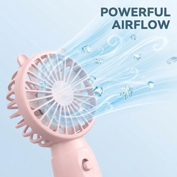 Přenosný ruční ventilátor, mini ventilátor s roztomilými medvědími ušima, lehký kapesní ventilátor