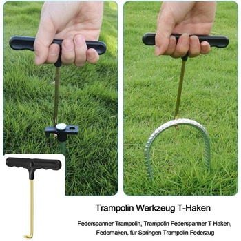 Nářadí na trampolínu s T-hákem, 2 kusy napínače pružiny trampolíny, kovové nářadí na trampolínu,