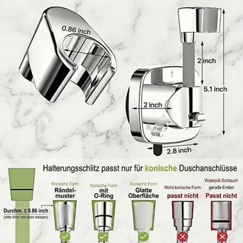 Držák sprchové hlavice otočný o 360° s přísavkou | Nosnost 10 kg, praktický držák sprchové hlavice
