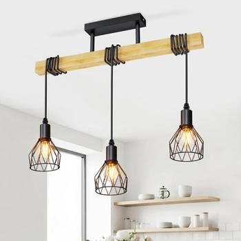 LVWIT Závesná lampa s 3 žiarovkami E14 Jedálenská stolná lampa, stropná lampa Kuchynská lampa Vintage,