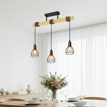 LVWIT Závesná lampa s 3 žiarovkami E14 Jedálenská stolná lampa, stropná lampa Kuchynská lampa Vintage,