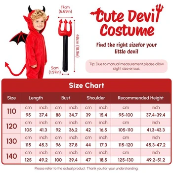 Kostým ďábla s kapucí, křídly a ocasem, démonické oblečení na Halloween, karneval, dětský kostým