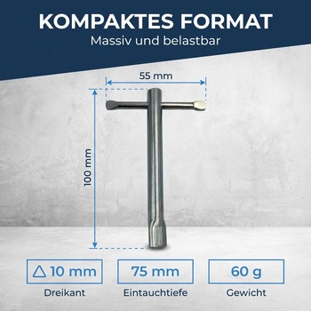 Nouzový odemykací klíč M5 - trojúhelníkový klíč 10 mm | Výtahový/hasičský klíč DIN 22417, maximální