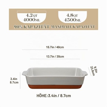 Veľká kameninová zapekacia misa MALACASA, 4,5 l, 35 x 23,8 cm, sivá