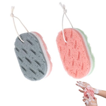 2 veľké mäkké kúpeľové hubky, trojvrstvová exfoliačná hubka na telo