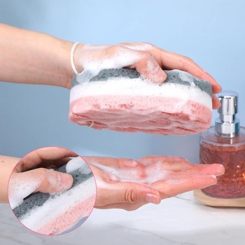 2 veľké mäkké kúpeľové hubky, trojvrstvová exfoliačná hubka na telo