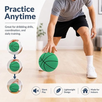 FARYODI Tichá basketbalová lopta, vylepšená veľkosť 2026, veľkosť 7 (24 cm/9,4 palca), tichá