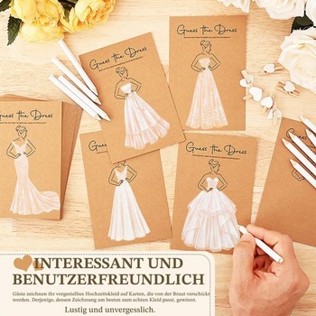 30 sád hracích kariet Guesses The Dress na svadobnú oslavu, hracie karty so sponkami v tvare srdca,