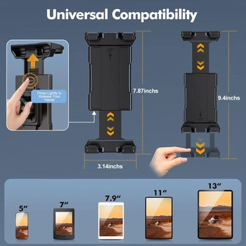 Držiak tabletu OHLPRO na palubnú dosku a čelné sklo auta, otočný o 360 ° držiak do auta pre iPad,