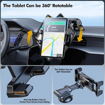 Držiak tabletu OHLPRO na palubnú dosku a čelné sklo auta, otočný o 360 ° držiak do auta pre iPad,