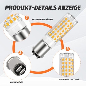 B15D LED žárovka s dvojitým kontaktem 6W (náhrada 60W halogenová) – Náhrada za osvětlení vysavače a