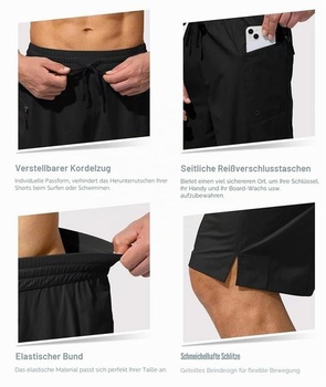 Pánske plavecké šortky Tansozer, rýchloschnúce, s vreckom na zips, bez vnútornej vložky, veľkosť S1