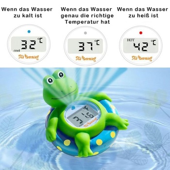 Doli Yearning Frog dětský teploměr do koupele pro batolata, plovoucí hračka do koupele, teploměr do