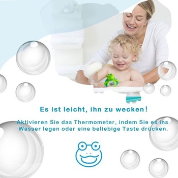 Doli Yearning Frog dětský teploměr do koupele pro batolata, plovoucí hračka do koupele, teploměr do