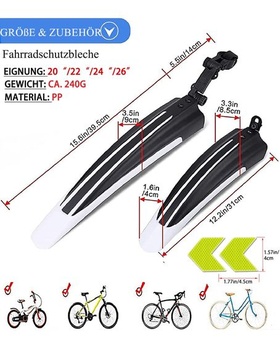 Sada blatníkov na bicykel - predné a zadné blatníky pre horské a cestné bicykle, nastaviteľné uhly,
