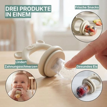 Dětské ovocné krmítko - 2 ks, ovocný dudlík, bez BPA, béžovo-modré