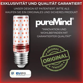 Puremind nočné svetlo červené melatonín E27 – červená žiarovka na spanie – terapia červeným svetlom –