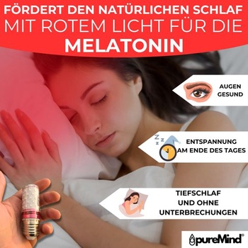 Puremind nočné svetlo červené melatonín E27 – červená žiarovka na spanie – terapia červeným svetlom –