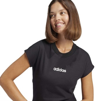 Dámske tričko adidas Essentials Linear Cotton M, čierne / biele