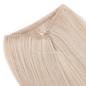 Vlasové predlžovanie Silk-co s gumičkou, rovné predlžovanie s neviditeľnou šnúrkou, syntetický