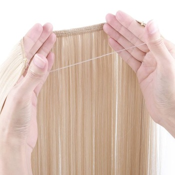 Vlasové predlžovanie Silk-co s gumičkou, rovné predlžovanie s neviditeľnou šnúrkou, syntetický