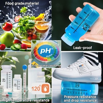 5 x 250ml fliaš so širokým hrdlom a stupnicou, plastové laboratórne fľaše na plnenie, nepriepustné,