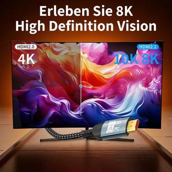 HDMI kabel 3M 10K 8K, Ultra High Speed HDMI kabel 10K 8K@60Hz 4K@240Hz, HDMI 2.1 podpora HDR10+