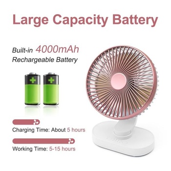 Veľmi tichý stolný ventilátor, malý ventilátor 16,5 cm, automatická oscilácia, 4 rýchlosti, silný