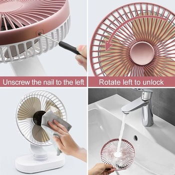 Veľmi tichý stolný ventilátor, malý ventilátor 16,5 cm, automatická oscilácia, 4 rýchlosti, silný
