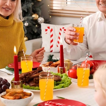 Papírová brčka s červenými/bílými pruhy 19,7 cm, biologicky odbouratelná, 100 kusů - na nápoje,
