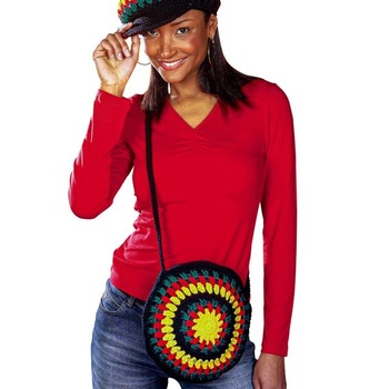 W WIDMANN MILANO Párty móda 8445H - Háčkovaná kabelka Jamajka, Reggae, Kostým, Doplněk, Karneval,