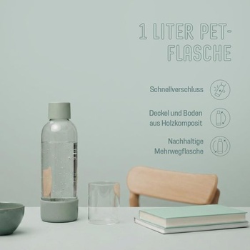 Mysoda: Plastová fľaša na vodu bez BPA pre výrobník perlivej vody Mysoda, šalviovo zelená, 1 l
