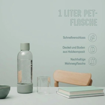 Mysoda: Plastová láhev na vodu bez BPA pro výrobník perlivé vody Mysoda, šalvějově zelená, 1 l