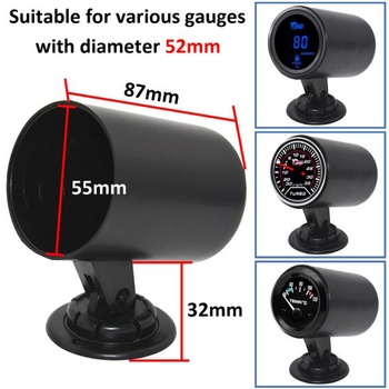 Univerzálny držiak manometra 52 mm s jedným otvorom, do auta, čierny