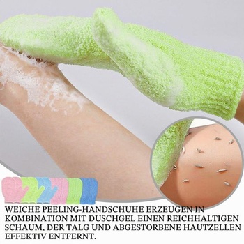 12dielne exfoliačné rukavice do kúpeľa, sprchy, kúpeľov, ružovej, zelenej, modrej