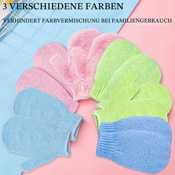 12dielne exfoliačné rukavice do kúpeľa, sprchy, kúpeľov, ružovej, zelenej, modrej