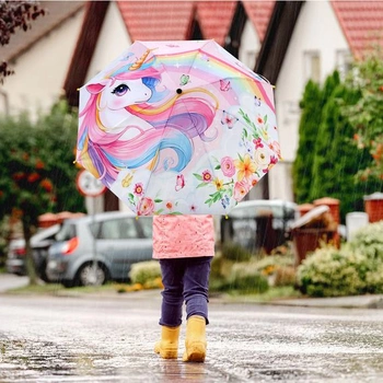 Dětský deštník decalsweet, skládací kapesní deštník s duhovým jednorožcem