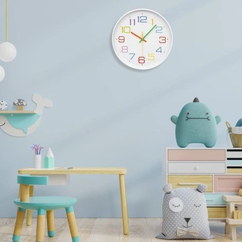 ACCSHINE Detské nástenné hodiny Tiché 20cm Farebné čísla Detské nástenné hodiny Biele 1 20cm