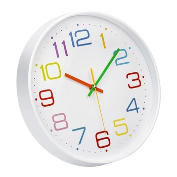 ACCSHINE Detské nástenné hodiny Tiché 20cm Farebné čísla Detské nástenné hodiny Biele 1 20cm