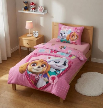 Detské obliečky Paw Patrol Junior ružové 100x135 + obliečka na vankúš 40x60