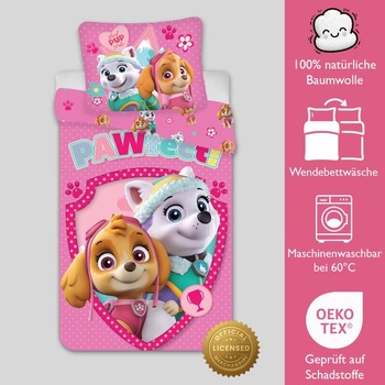 Detské obliečky Paw Patrol Junior ružové 100x135 + obliečka na vankúš 40x60