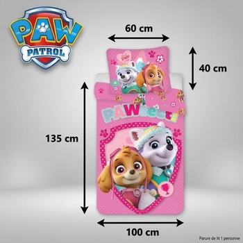 Detské obliečky Paw Patrol Junior ružové 100x135 + obliečka na vankúš 40x60