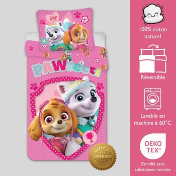 Detské obliečky Paw Patrol Junior ružové 100x135 + obliečka na vankúš 40x60