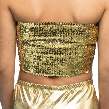 Boland - Flitrovaný bandeau top s trblietavým zlatým vzorom