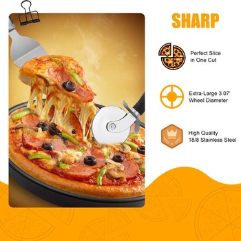 Sada kráječů pizzy, 1 kus, s loupačkou na pizzu, nerezová ocel, ochrana prstů
